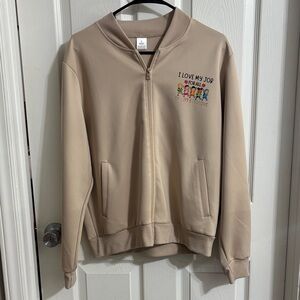 Ladies Beige teacher zip up size large